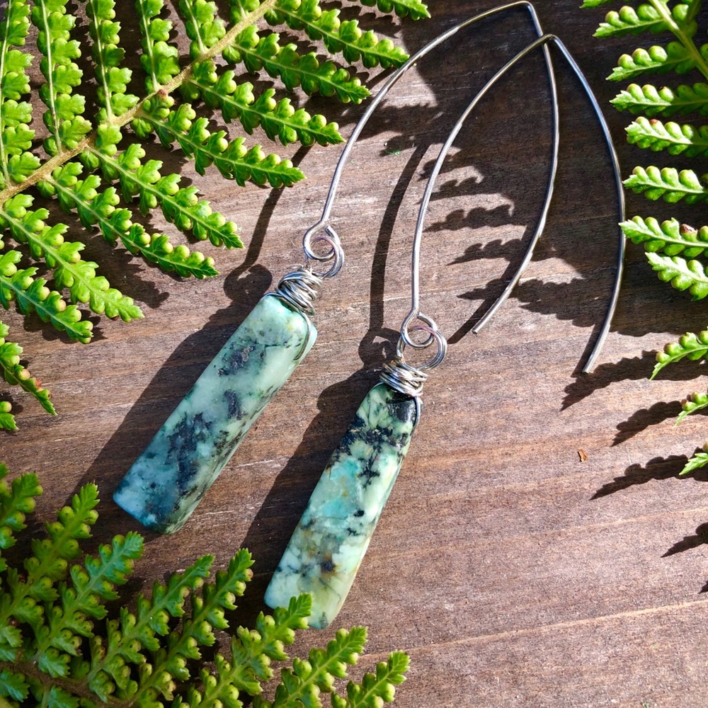 African Turquoise Gemstone Earrings